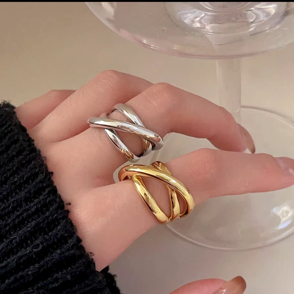 925 Sterling Silver Multi-layer Cross Modern Ring